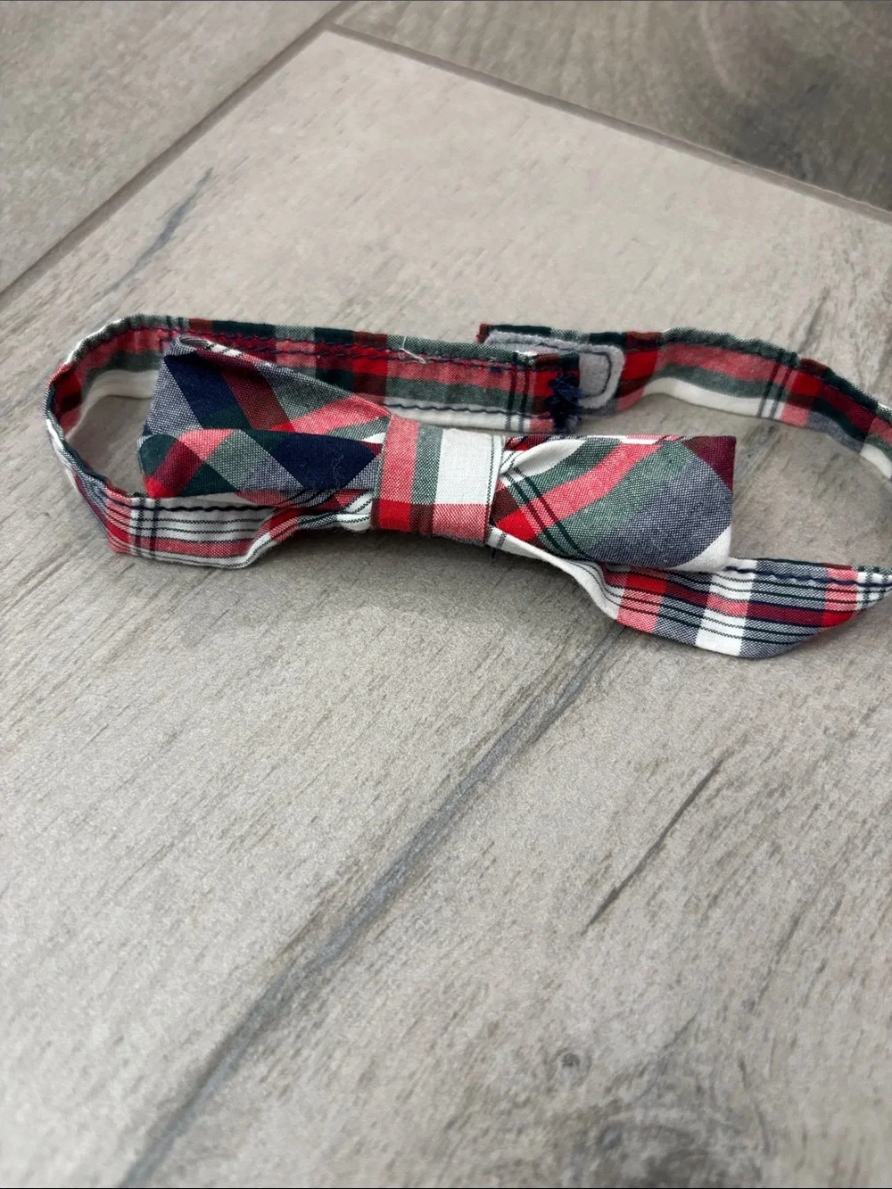 Toddler Plaid Cotton Bow Tie in Red, Green & Navy